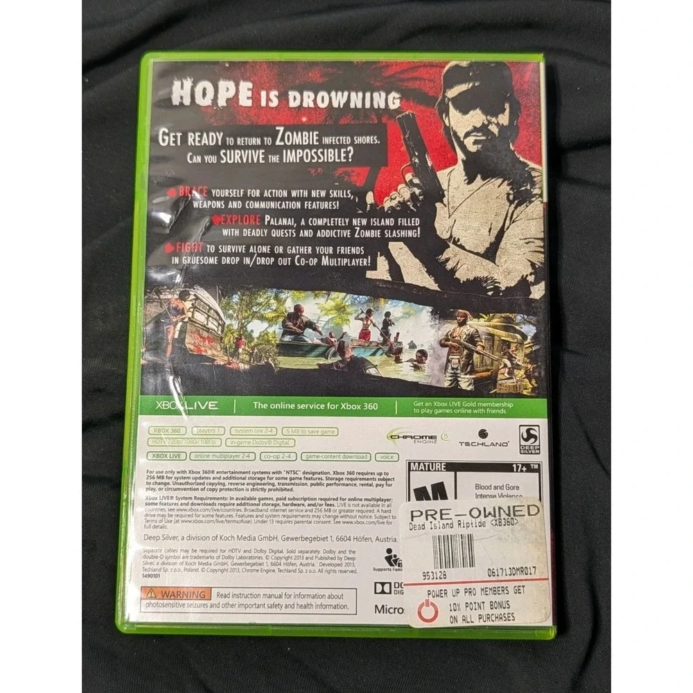 Dead Island Riptide Special Edition Xbox 360 Game Zombie Survival RPG CIB Tested